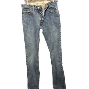 Lands End Mens Straight Fit Jeans Medium Wash Blue Denim Size 30x31